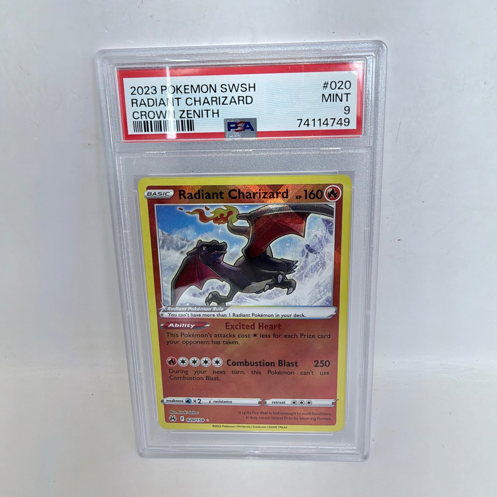 2023 Pokemon Crown Zenith Radiant Charizard 020/159 PSA 9 Mint Shiny Holo Rare